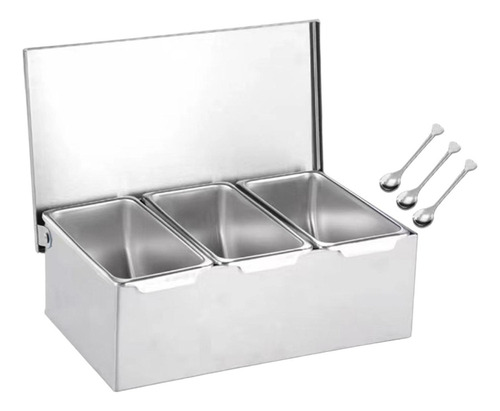 Caja De Condimentos De Acero Inoxidable, 3 Rejillas Para