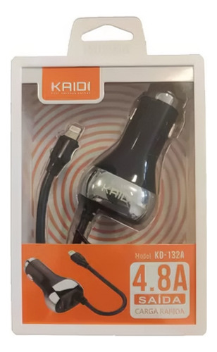 Carregador Veicular 2 Usb + Cabo V8 4.8a Kd132s - Kaidi