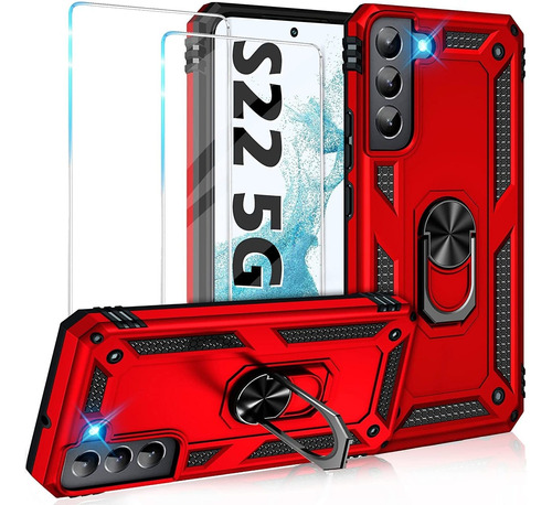 Funda Para Samsung Galaxy S22 5g | Rojo Metal + 2 Vidrios