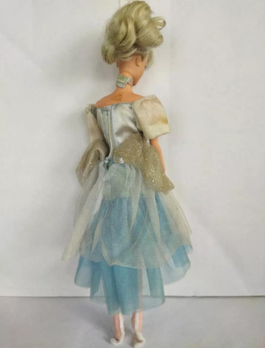 Disney Barbie Cenicienta Ballet Vestido Azul Perlas Arete (Usado)