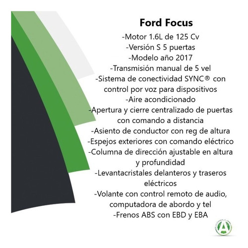 Imagen 12 de 12 de Ford Focus S 1.6l 5 Ptas. Año 2017