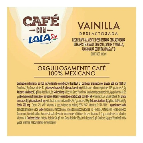 10 Pzas Café Con Leche Lala Vainilla 330 Ml