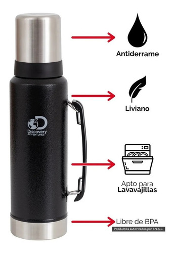 Imagen 5 de 10 de Termo Matero Discovery Acero Inoxidable 1.3 Litros C