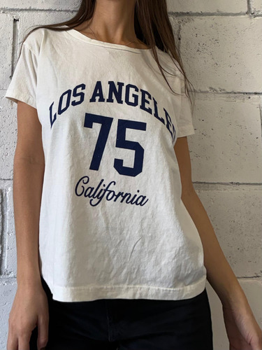 Remera Algodón Prelavado Estampada Mujer La Numero 75