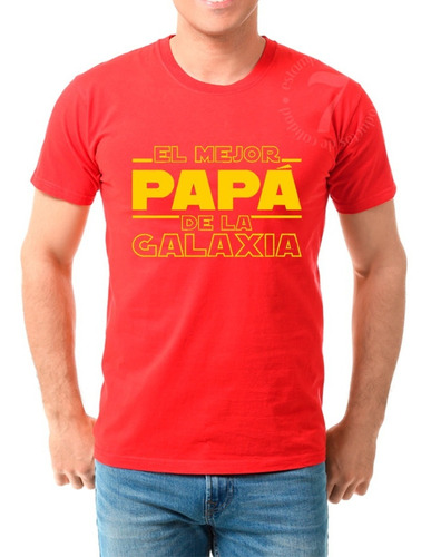 Polera Manga Corta De Algodón Star Wars Mejor Papa Galaxia 