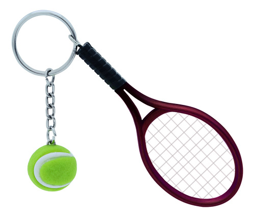 Llavero Tipo Mini Raqueta De Tenis Con Colgante De Pelota De