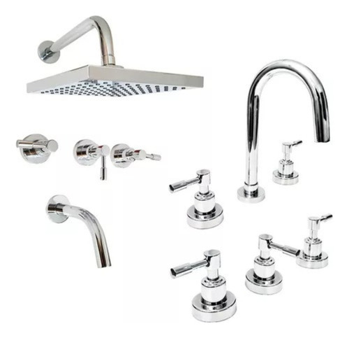 Griferia Baño Set Lavatorio Bidet Ducha Aruma Lever