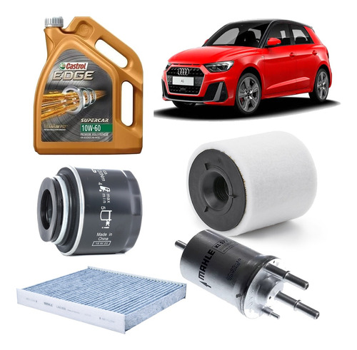 Kit 4 Filtros P/ Audi A1 1.2 1.4 Tfsi Castrol Edge 10w60