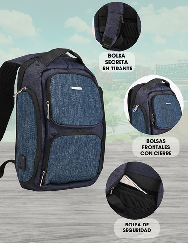 Mochila Para iPad Tablet Elegante Bonita Calidad Us Urban Color Azul Diseño de la tela Liso