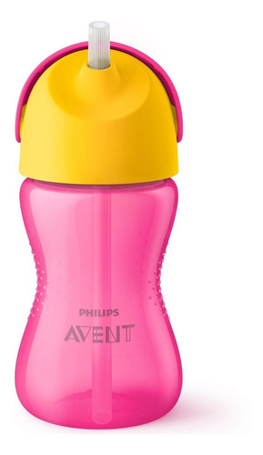 Copo Com Canudo Curvado Avent 300ml Rosa Philips Avent