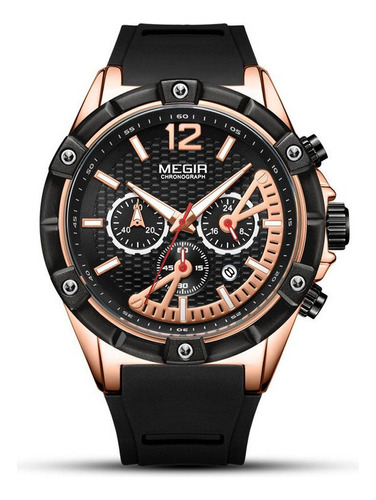 Megir 2083g Cuarzo Luminoso Cronógrafo Relojes Color del fondo Black rose