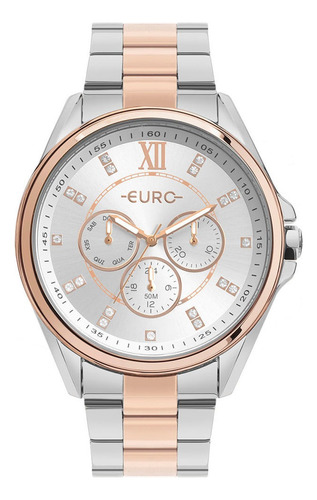 Relógio Euro Feminino Multiglow Prata - Eu6p29aif/4j Bisel Rosê