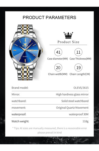 Reloj De Pulsera Olevs Para Hombre, Vestido De Negocios Anal