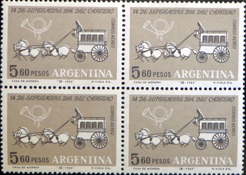 Argentina, Cuadrito Aéreo Gj 1239 Día Cartero 62 Mint L9216