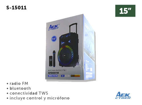 Bocina Bluetooth 15 Radio Fm Control Y Microfono Luz Led Rgb