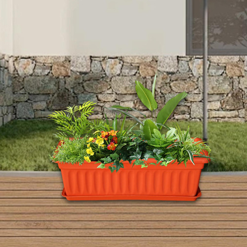 Caja De Ventana De Flores Sembradora De Plantación De Rojo