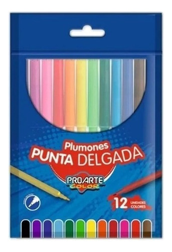 Plumones Punta Delgada Scripto Proarte 12 Colores