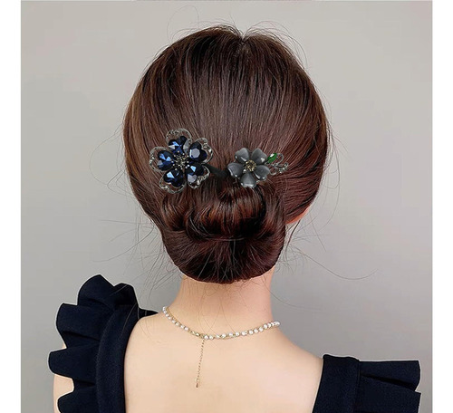 Pinza Para El Cabello Con Flores De Diamantes De Imitación