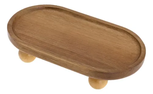 Wooden Riser Tray Serving Organization Trinket Short Oval