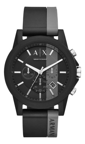 Relógio masculino Ax Outerbanks Silicon 3m, cor, pulseira bicolor