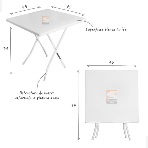 Imagen 5 de 10 de Mesa Cuadrada 75x75 + 4 Sillon Director Reforzado 150 Kilos