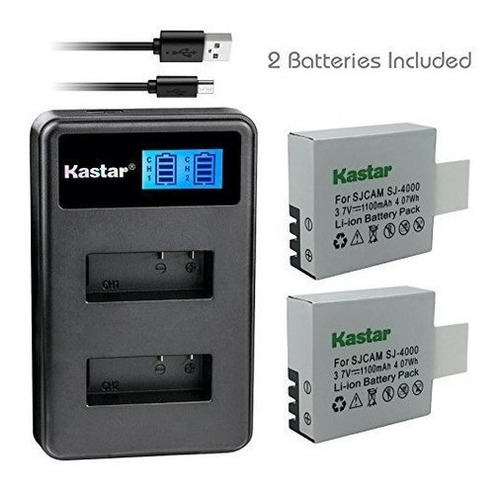 Batería Kastar 2 Pack Y Cargador Dual Lcd Para Eken Pg1050