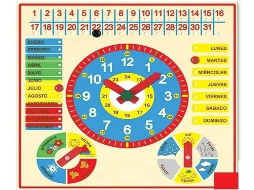 Reloj Calendario De Madera Para Niños / Barbazar