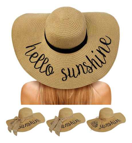 Sombrero De Playa De Paja Flexible Para Mujer Upf 50