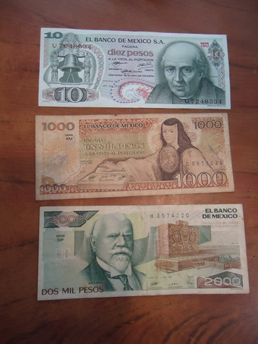 Billetes De México Lote De 3 Pc