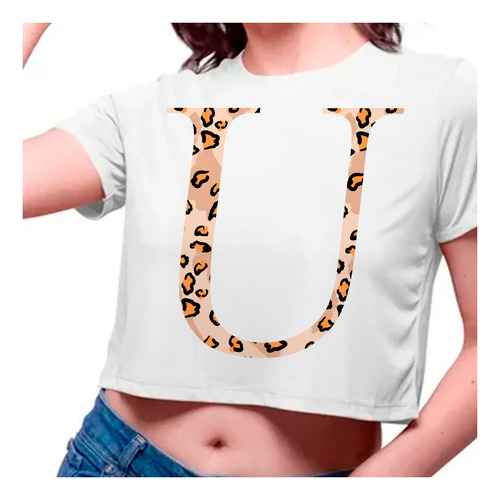 Cropped Infantil Letra U Nome Alfabeto Onca