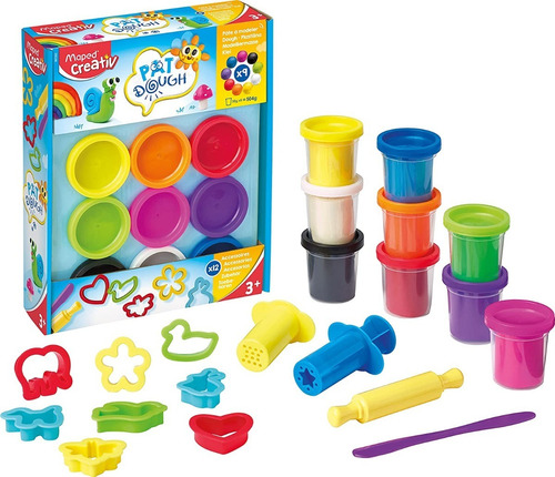 Juego Set Masa Plastilina Maped 9 Colores + 12 Accesorios