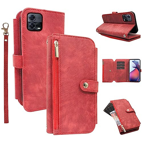 Funda Para Moto Edge 30 Fusion Moto S30 Pro Billetera Rojo