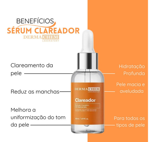 Sérum Facial Clareador Dermachem Niacinamida Reduz Manchas Todo Tipo De Pele Dia/noite