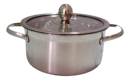 Olla Cacerola Con Tapa Vidrio Acero Inoxidable De 19cm 2l