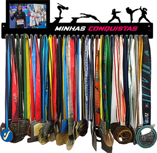 Porta Medalhas Karate E Natação Fem P Ate 100 Med P Retrato Cor Preto