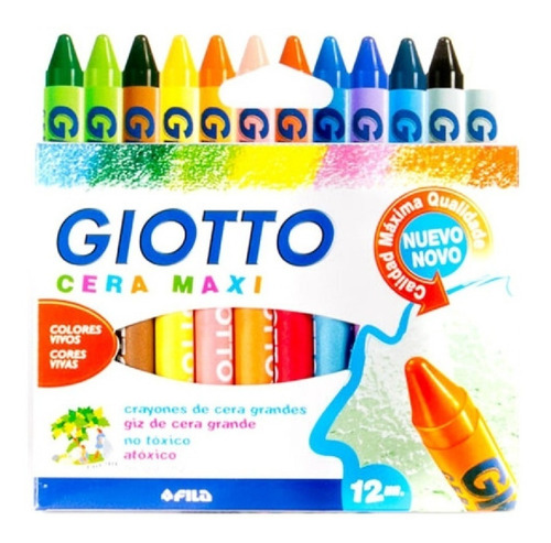 Crayones Crayon Ceras Grandes Giotto Cera Maxi X 12 Unidades