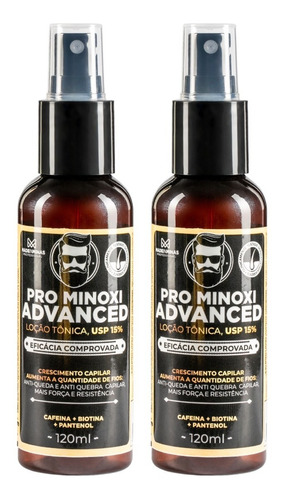 Kit 2 Pro Minoxi Barber Cabelo Bigode Sobrancelhas 120ml 