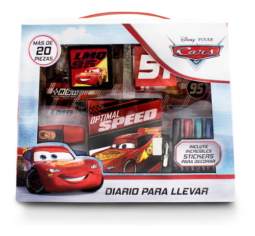 Diario Para Llevar Disney Cars  Regalo Calcomanías