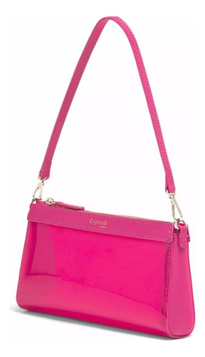 Bolso Lipault Transparente Pop 'n Gum Acabado De Los Herrajes Metal Color Deep Fuchs Correa De Hombro Deep Fuchs Diseño De La Tela Traslúcido
