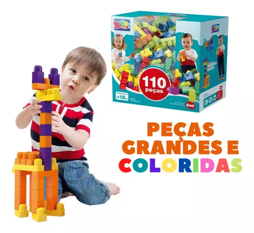 Blocos de Montar Infantil Pinos Brinquedos para Crianças 110 peças