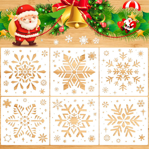 Plantilla Copo Nieve Navidad 6 Pintura Plastico Reutilizabl