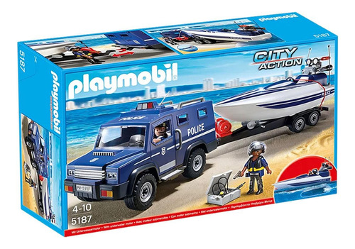 Playmobil® City Action Coche Policia Y Lancha Con Motor 5187