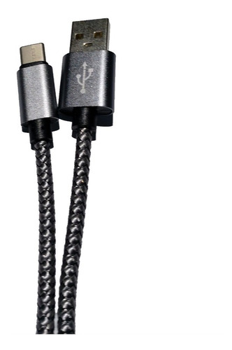 Cabo Tipo C - Usb Celular - Revestido Metálico Cinza - 1mt