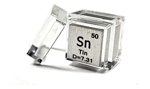 Cubo Acrilico C Elemento Tabla Periodica 10mm Estaño