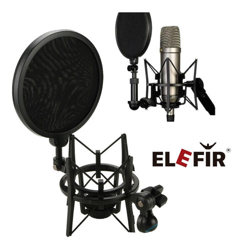 Imagen 6 de 10 de Shockmount Grande Con Antipop Para Microfono Condenser