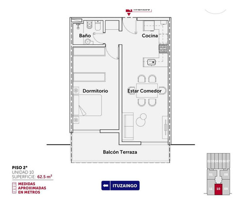 Imagen 2 de 12 de Departamento De Un Dormitorio Balcón Terraza - Ituzaingo 650