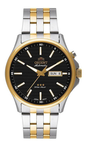 Relógio Orient Masculino Automatico 469tt043 P1sk Cor da correia Misto Cor do bisel Dourado Cor do fundo Preto