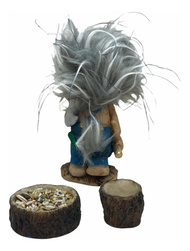 Troll Contra Maleficios + Comedero Figura De Resina 13 Cm
