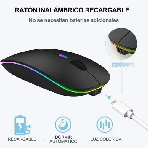 Mouse Inalambrico Batería Recargable Led Rgb Retro Iluminado