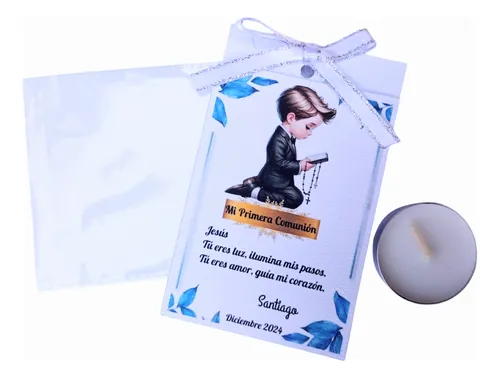comprar Kit 6 Recordatorios Tarjeta, Moño Y Vela Primera Comunión
